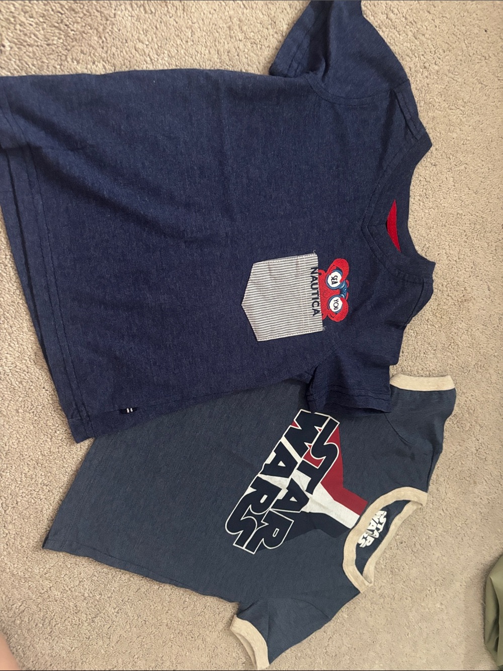 Nautica Navy Short-Sleeve Tee with Striped Pocket and Red Heart Accents